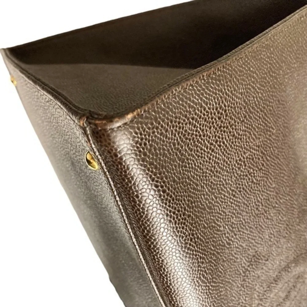 Chanel XXL vintage brown caviar leather RARE cc tote bag purse